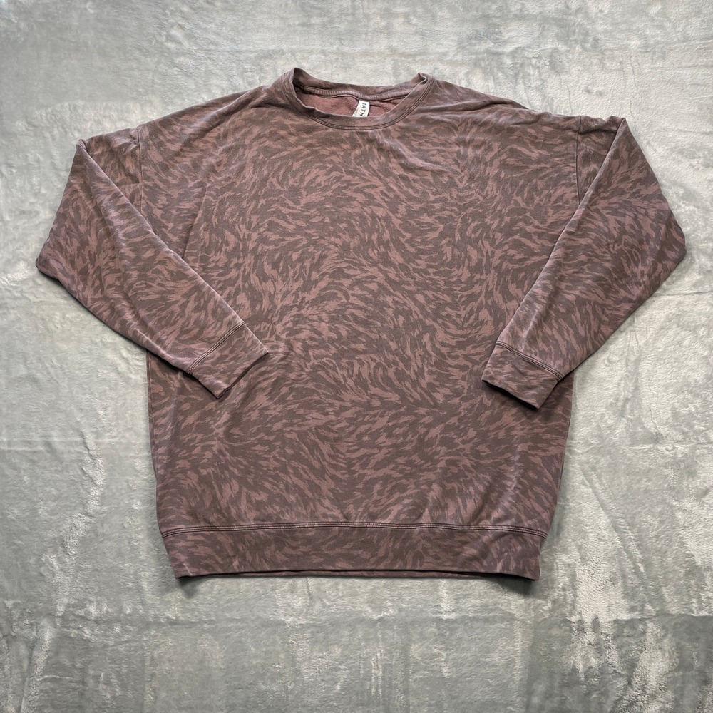 Athleta Womens Tie Dye Animal Print Crew Neck Sweatshirt Pullover Tencel Blend M